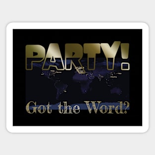 Got the Word? Party! Fun Text Design with World Map at Night at City Names Magnet
